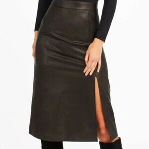 SPANX leather-like midi slit skirt size extra small